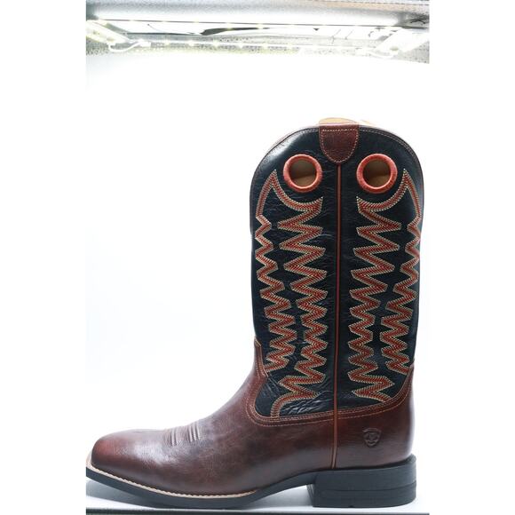 BMVY9 MENS SIDEPASS WESTERN BOOT BARREL BROWN/CASK BLACK 13 WIDE